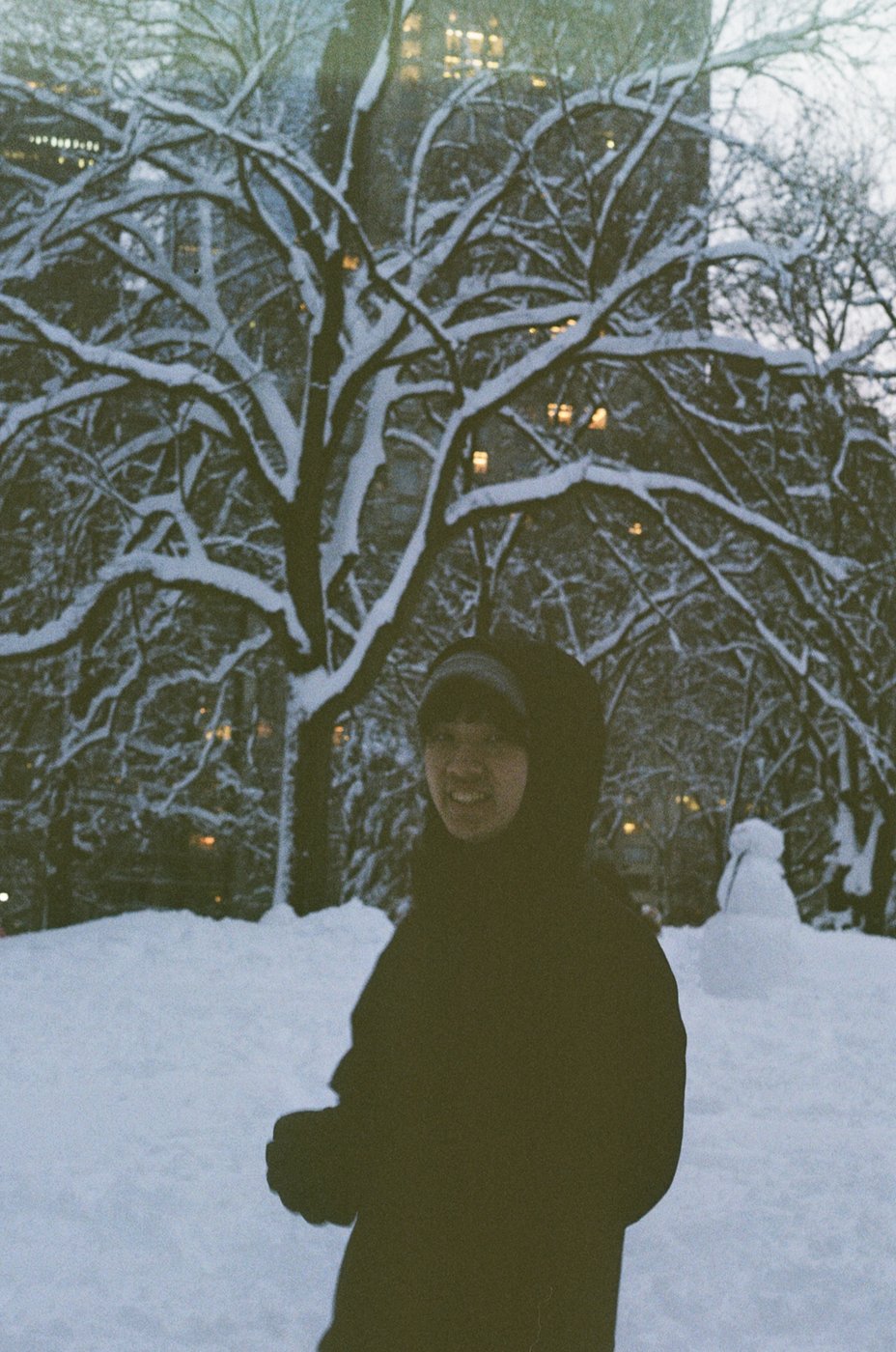 Standing in the snow in Central Park