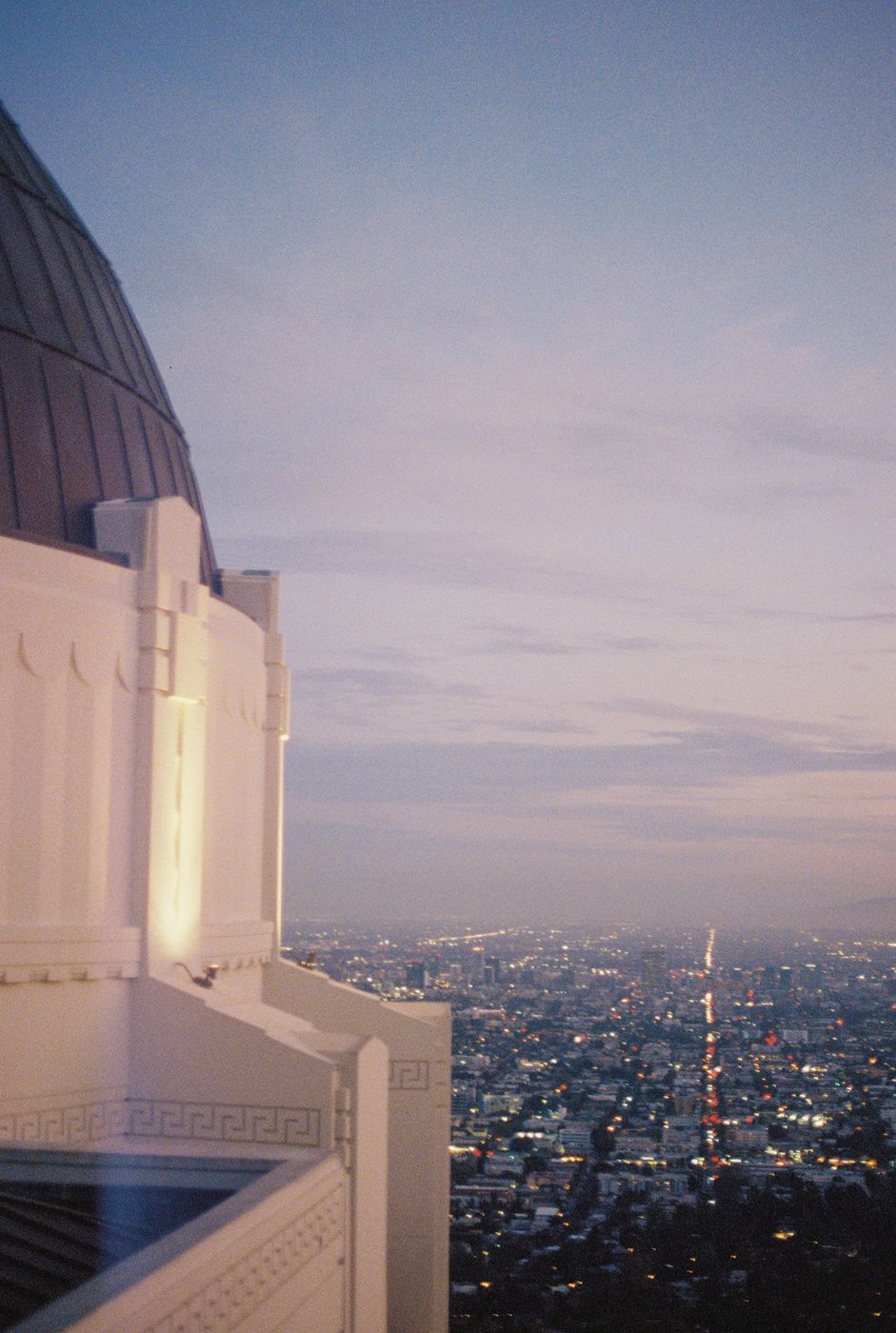 Griffith Observatory dome overlooking the city at dusk
